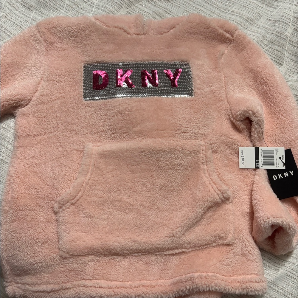 DKNY Blush Fleece Hoodie with Sequin Detail